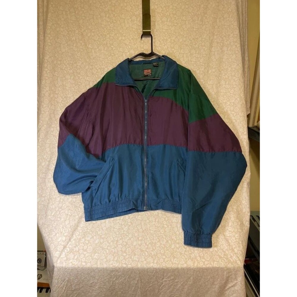 Athletic Works 100% silk vintage windbreaker asymmetrical color block